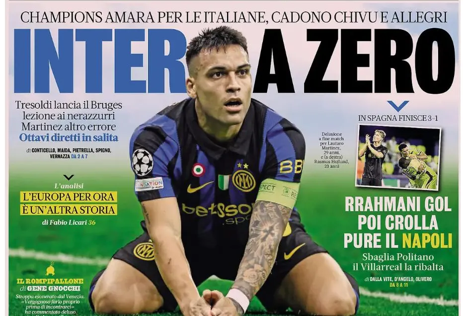 Inter Milan dan Juventus Terpuruk, Wakil Italia Hancur di Eropa